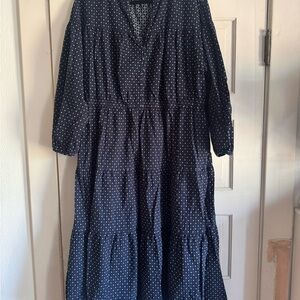 Madewell Dress - Navy Blue & White Pattern